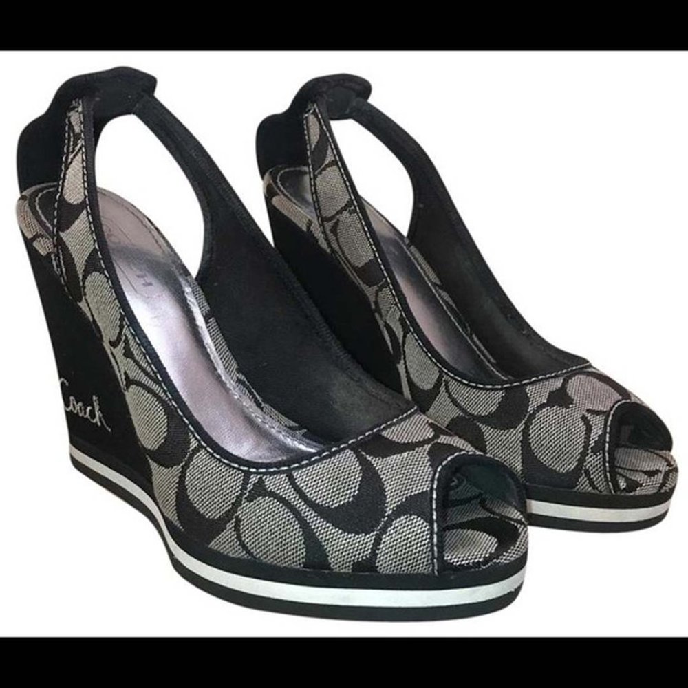 Coach Signature Tarrah Wedge Denim Sandals